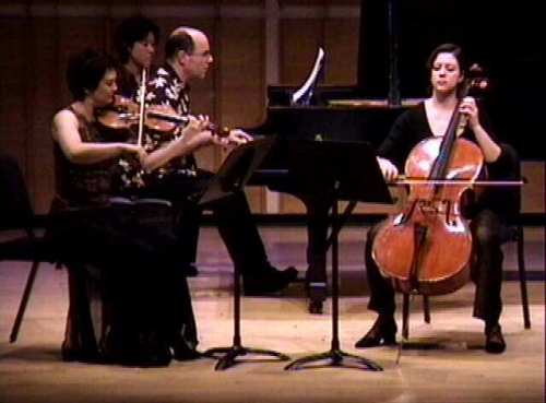 Karen Rostron, violin, Alexandra MacKenzie, cello, Darrell Rosenbluth, piano.