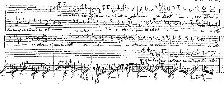 '...ne absorbe at eas tartarus ne cadant in obscurum...'.
Mozart's Requiem K. 626, fragment.